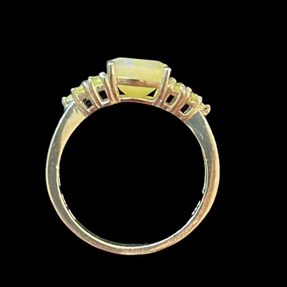 Translucent Pale Yellow Australian Fire Opal Sterling Silver Ring (8.75) - Picture 12 of 14